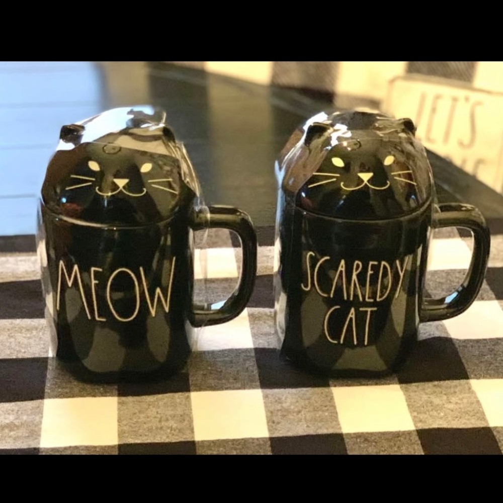 Rae Dunn Meow & Scaredy Cat Mug Set